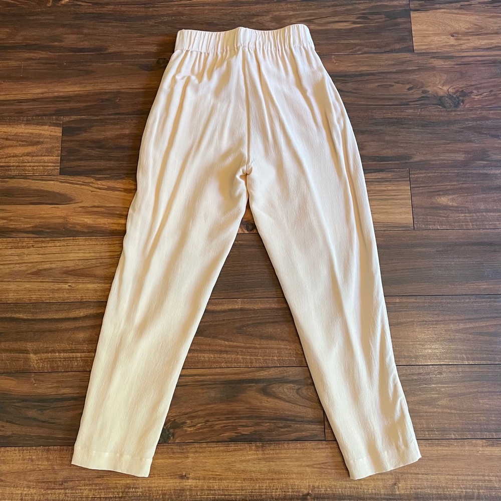 Grana 100% silk lined double layer ankle pant blossom pink XS